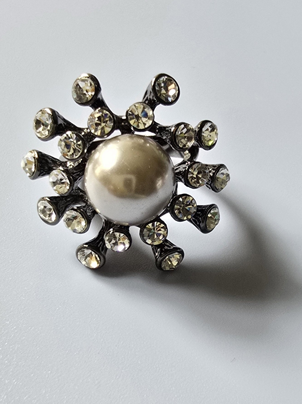 Pearl and Crystal Burst Ring